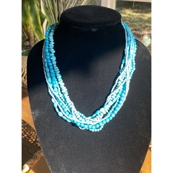 9 Strands Turquoise Style Necklace Vintage Necklace Antique Necklace - Picture 6 of 16